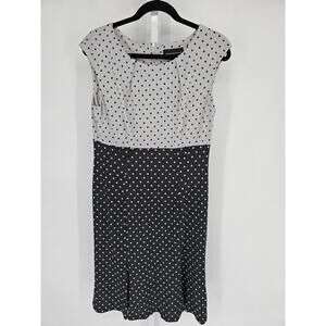 Connected Apparel Women's Navy White Sleeveless Round Neck Midi Dress Size 12